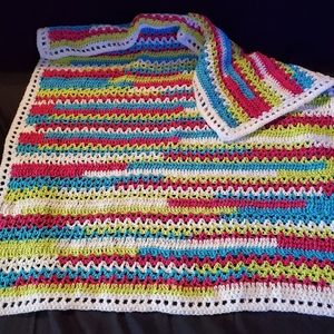 Crochet Candy Stripe Baby Blanket-Afghan/New